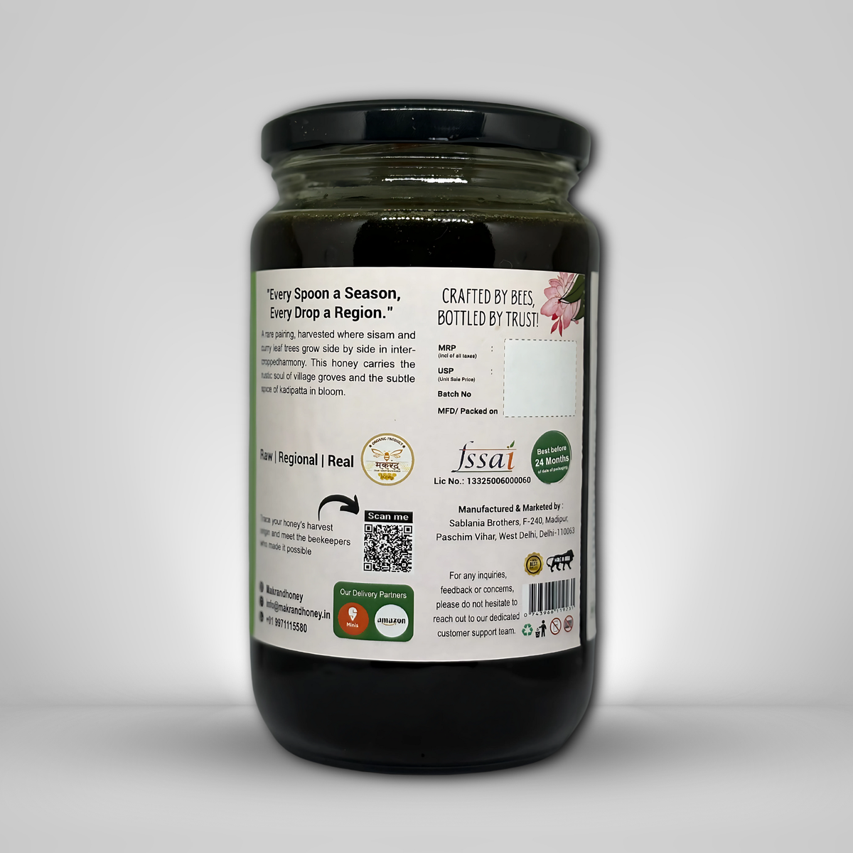 Raw Sisam Kadipatta Honey